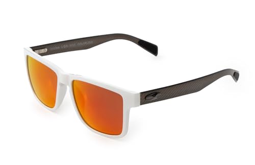 Moto Cf Polarized Mirror Orange Lens Sunglasses with White Frame