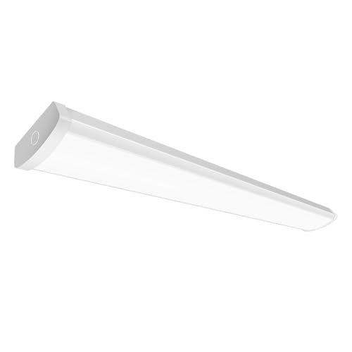 1 Pack 4FT LED Wraparound Light Fixture, 48 inch Kitchen Lighting Fixtures Ceiling, 3500/4000/5000K, Hardwired Replace Fluorescent Light Fixtures 4FT for Kitchen, Laundry Room, UL & DLC