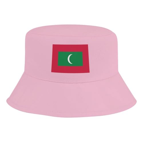 Maldives Flag Bucket Hat for Big Boys Girls,Trendy Sun Hat for Beach,Fun Outdoor Vacation Boonie