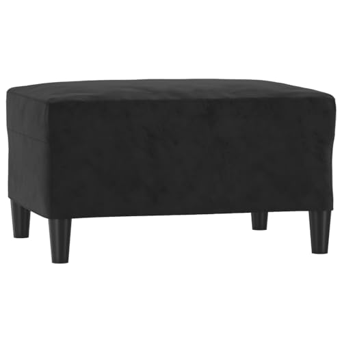 vidaXL Sofagarnitur 4-TLG., Sessel Couch mit Kissen Fußhocker, Sofa Wohnzimmersofa mit Armlehnen, Couchgarnitur Designsofa Sitzmöbel Polstermöbel, Schwarz Samt – Bild 7