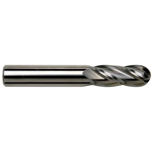 GS Tooling 102771 10.0mm Diameter x 10mm Shank 4-Flute Regular Length Ball Nose Blue Series Carbide End Mill