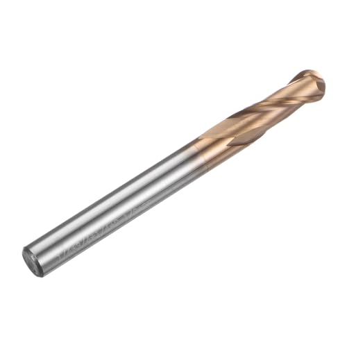 Image of HARFINGTON Ball Nose End Mill 2 Flute 1 /4 inch Diameter 1 /4 inch Shank Tungsten Carbide Spiral CNC Router Bits 3 /4 inch Cutting Length Single End Ball Cutting Tool for Carving Engraving