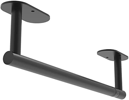 Black Paper Towel Holder Under Cabinet, Self Adhesive or Wall Mounted SUS304 Stainless Steel Paper Towel Holder for Kitchen, Bathroom, Farmhouse, Barbecue and Laundry (Matte Black)