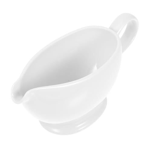 MAGICLULU Modern Sauce Dispenser Large Capacity with Gravy Boat Lid Ideal for Milk Jar Lid Tea More Porcelain Bowl 300ml