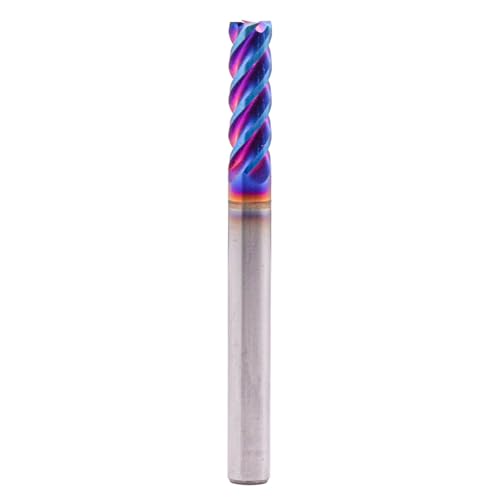 Image of BestParts 5Pcs HRC65 Tungsten Carbide Square End Mills - TiAlsiN Nano Coated, 4 Flute, 45 Degree Helix, 3 /16 inch Cutting Diameter, 3 /16 inch Shank Diameter, 5 /8 inch Length of Cut, 2 inch Overall Length