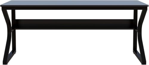 Image of TEKAVO Kynes Computer Table for Home Pc | Office Table for Home with Lower Shelf, Laptop Table, Work Table, Study Table, Modern Workstation | Black Wood, Metal, (160 Cm x 60 Cm x 75 Cm) - DIY