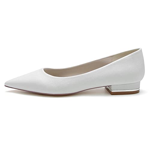 Flat Wedding Shoes Women's Pointed Toe Bridal Flats Comfortable Wedding Flats 2.5Cm4
