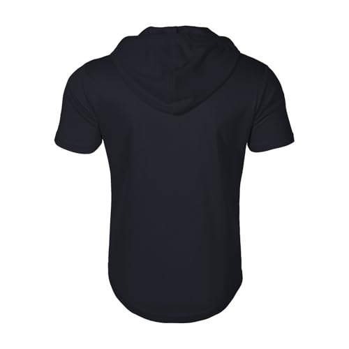 Mens Short Sleeve Hoodies T-Shirts Fashion Sweatshirts Athletic Solid Lightweight Zipper Hooded Pullover Tee Top3