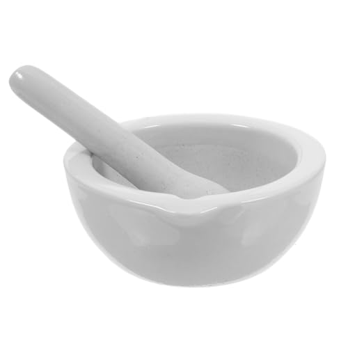 Unomor 1 Set Ceramic Seasoning Crush Pot Seasoning Pestle and Pestle for Lab Grinding Bowl Mini and Pestle Ceramics Beige