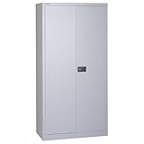 BISLEY Flügeltürenschrank Universal, 3 verzinkte Fachböden, 4 OH, Metall, 645 Lichtgrau, 40 x 91.4 x 180.6 cm