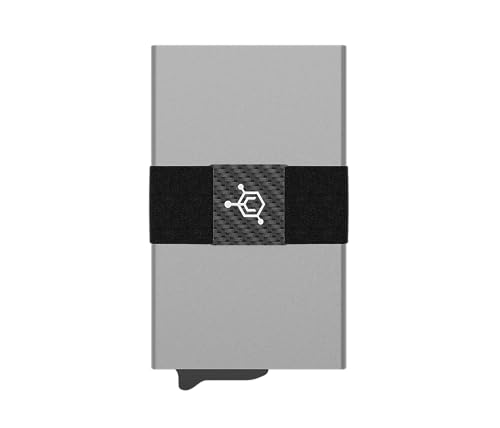 CODE 118 Wallets compatible with MegSafe for I phone, RFID Blocking Card Holder, Aerospace-Grade Aluminum with Carbon Fiber (Classic, Slate Grey)2