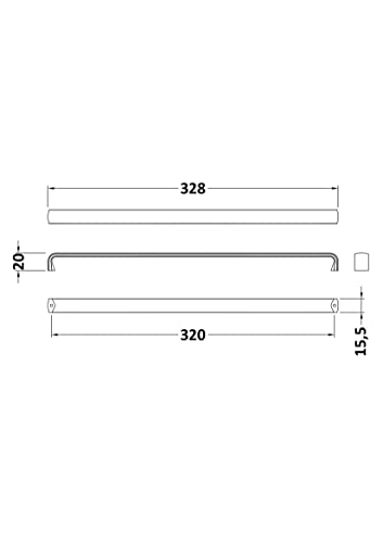 nuie H120 Modern Bathroom Furniture D Shaped Handle - 320mm Centres, 328mm, Chrome - Image 2