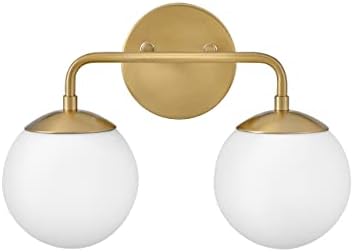 Lark Julep Two-Light Bath Vanity Fixture, Art Deco Globes, Modern Style, Lacquered Brass