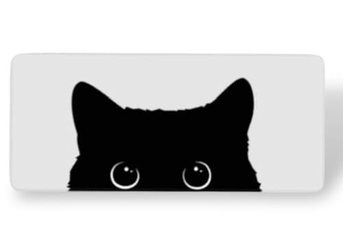 NekodaraK マウスパッド, 黒猫, ねこ 30×60cm大型ゲーミング, 3mm厚, 滑り止め加工, V字凹凸裏面