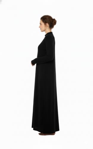 Image of Winter Wear Woolen Nighty Dress Black Polar Nighty Women Gown Dress Maxi Soft Velvet Feel Full-Length Maxi Nighty Free Size Nightwear