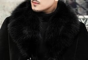 Mens Fur Collar Trench Coat Winter Casual Single Breasted Overcoat Classic Wool Blend Business Peacoat2