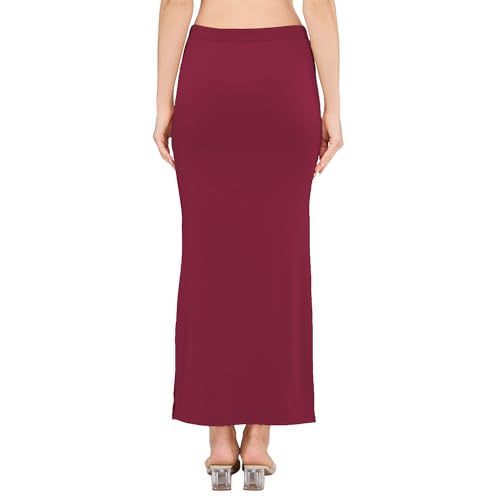 Image of DESI GIRL Satin Shimmer Stretchable Saree Shapewear Petticoat with Drawstring for Women | Mermaid fit Saree Petticoat with Side Slit for Easy Movement | Saree Shaper | Long inskirt