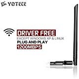 YOTECE USB Wifi Adapter for desktop laptop AC 1200M Driver Free Dual Band 2.4/5 Ghz high gain 5dbi 3.0 Antenna Wireless Network Dongle Adapter for Windows Mac Linux