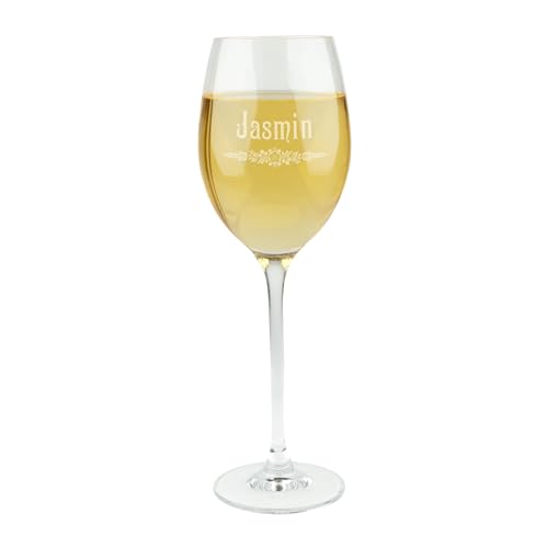 Herz & Heim® Weißweinglas personalisiert mit Gravur – Leonardo Teqton‑Glas 400 ml – Weinglas mit Name & edlen Motiven (Ornament)