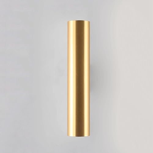 IUokLU Aplique de Pared cilíndrico Negro de Aluminio 2 Luces LED de 7 W con Montaje Vertical Moderna lámpara de Pared para Interiores Sala de Estar Dormitorio,Oro-6000k