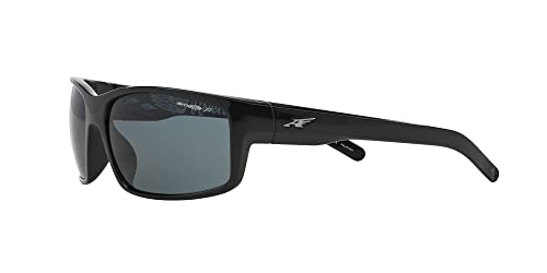 ARNETTE Unisex Sunglasses Shiny Black Frame, Polarized Dark Grey Lenses, 62MM3