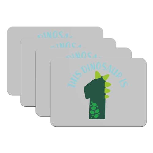 Set de table dinosaure antidérapant gris grand format anti-taches x4