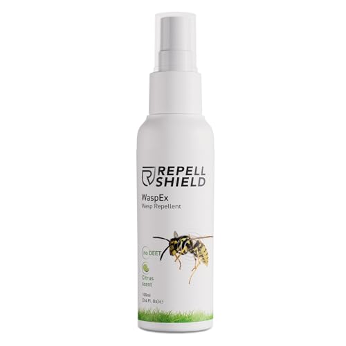 RepellShield Wasp Repellent Spray - Natural Geraniol Oil, Pet-Safe, Non-Toxic, High Efficiency Pest Control for Homes, Lemon Scented, Versatile Indoors & Outdoors - Eco-Friendly Eradication, 100ml