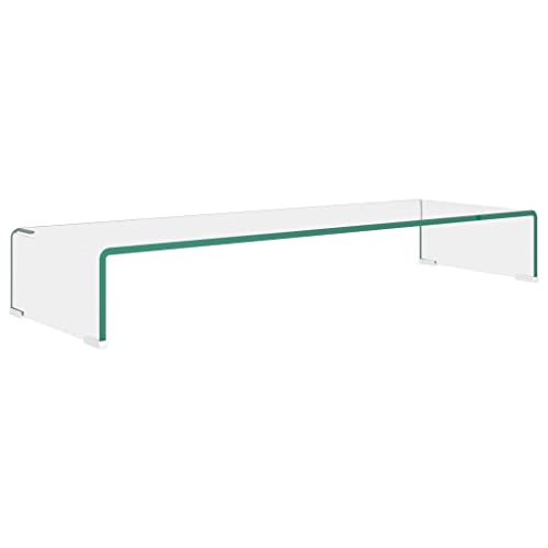 vidaXL Meuble TV de Salon Support pour Moniteur 90x30x13 cm Verre Transparent