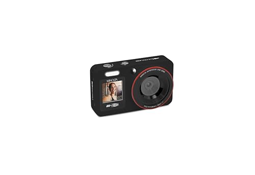 Minolta 64MP Digital Camera, 2 View, Dual Front Rear LCD Screens, 4K Ultra HD Video, Autofocus, 4X Digital Zoom, Image Stabilization, Face Detection, Compact (Black)