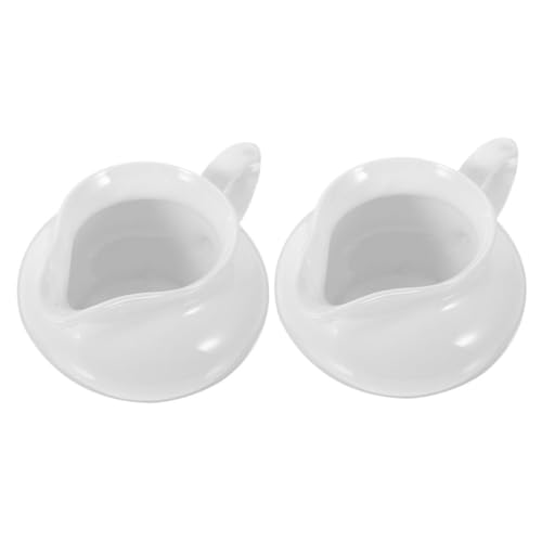 Luxshiny 2 Pcs Ceramic Sauce Pot Practical Kitchen Gadgets Small Handheld Gravy Dispenser Portable Sauce Boat Ceramic Sauce Boat Sauce Holder Sauce Pitcher Ceramics White