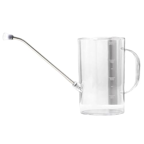 Regadera de 2 l transparente para plantas con boquilla larga extraíble de acero inoxidable, aspersor para plantas con asas para plantas de interior, regadera para oficina, regadera para exteriores, re
