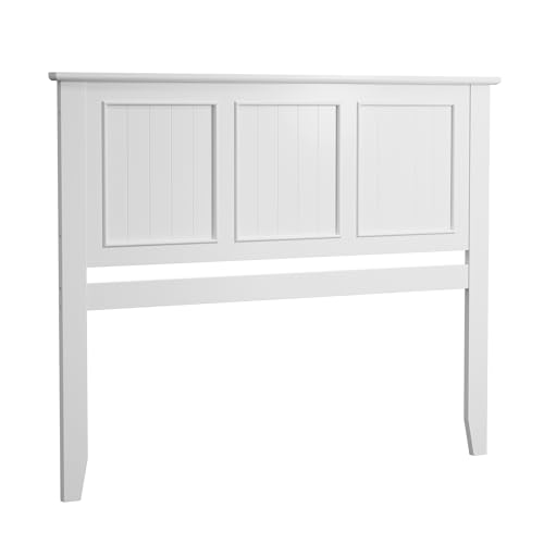 Wood Full Size Headboard Only with Farmhouse Style Wall-Mounted White