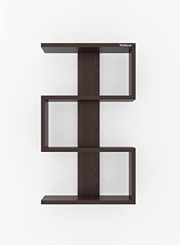Image of Madhuran Nexo Engineered Wood Wall Mounted Books Storage Shelf Racks Stands (Wenge Finish) Living Room Library Home Decor Organiser Items Decorative Bookends
