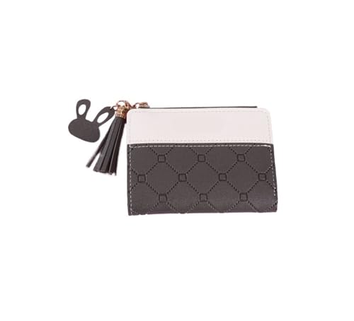 Short Wallet Square Multicolor Zipper Fashionable And Cute(Darkgray)
