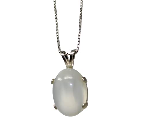 White Cat's Eye Moonstone Pendant Necklace for Women | Element of Zen Sterling Silver Necklace for Women | Crystal Healing Moonstone Protection Necklace | Moonstone June Birthstone Necklaces |