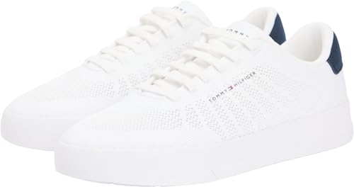 Tommy Hilfiger Herren Court Sneaker Knit Low Top, Weiß (White), 41 – Ansicht 4