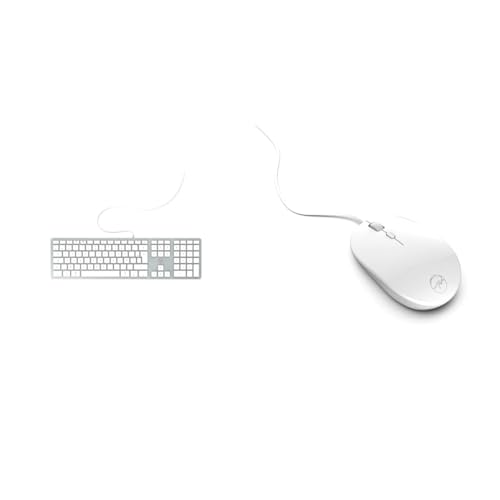 Mobility Lab Clavier français AZERTY filaire pour Mac – blanc et argenté & Lab ML301884 Souris filaire laser pour Mac Apple et PC Blanc