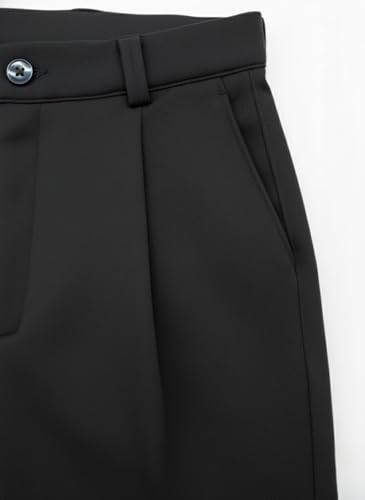 Image of INDICLUB Men's Pleated Dress Trousers, High Waist, Straight Leg, Business Casual Pants