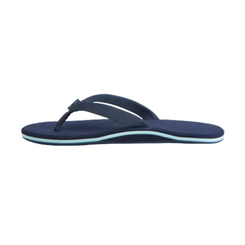 Image of Hari Mari Dunes Women's Rubber Flip Flops, Navy, Size 6 | Non-Slip, Water-Resistant, Memory Foam Straps, Arch Support