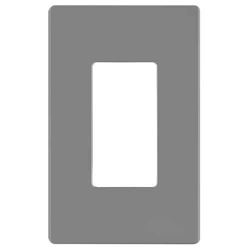 Image of LIDER Decorator Switch Cover, Screwless Wall Plate, Mid-Size 1-Gang 4.88 inch x 3.11 inch, LSWP-31M-GY, UL Listed, Thermoplastic, Matte Gray, 1-Pack