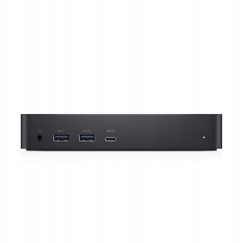 Dell D6000 USB-C Triple Docking Station, Up to Three 4K Displays, UHD 5K, USB 3.0, Gigabit Ethernet, 130-Watt AC Adapter, Charges Laptop Up to 65W