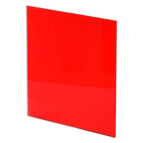 Bathroom Extractor Fan with Glass Front Panel - Pull Cord Timer Humidity Sensor (125mm / 5" Silent KWS with Pull Cord, Square Gloss Red - PTGRP)