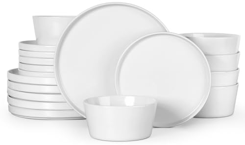 Herogo 18 Pieces Stoneware Dinnerware Dishes Set for 6, Dinner Plates and Bowls Sets, Reactive...