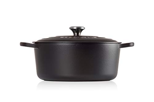 Image of Le Creuset Signature Enamelled Cast Iron Round Casserole Dish With Lid, 30 cm, 8.1 Litres, Matte Black, 21177300000430
