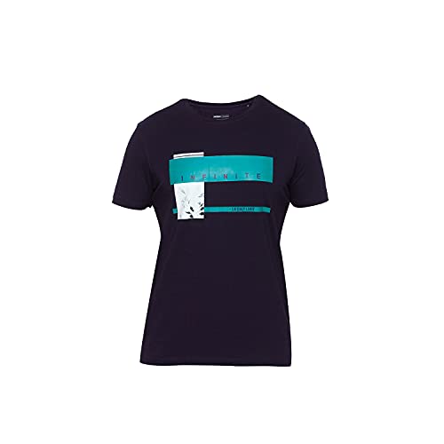Image of Spykar Mens Cotton Navy Blue Printed T-Shirt