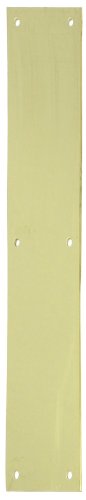 Rockwood 70B.3 Brass Standard Push Plate, Four Beveled Edges, 15" Height x 3-1/2" Width x 0.050" Thick, Polished Clear Coated Finish #1