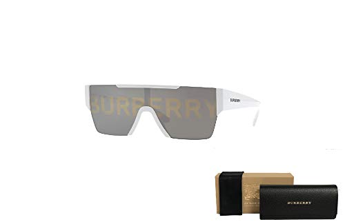 Be4291 3007/H 38Mm White / Grey Tam Burberry Silver/Gold Rectangle Sunglasses For Men + Bundle With Designer Iwear Complimentary Eyewear Kit #TOP2