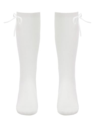 Baby Girls Knee High Socks Solid Long Socks Breathable Seamless Bowknot Socks