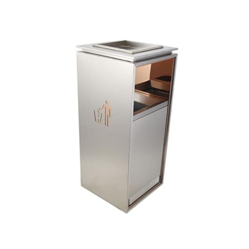 Cubo de basura de acero inoxidable de diseño elegante con cenicero para despachos y hogar