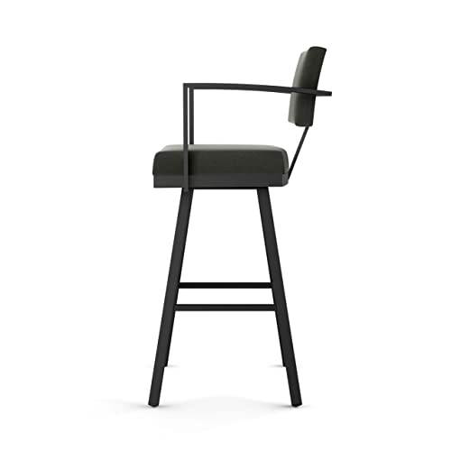 Image of Amisco Akers 26 in. Swivel Counter Stool - Charcoal Grey Polyester /Black Metal